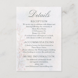 D'accompagnement Carte de détails de mariage élégante aux fleurs de