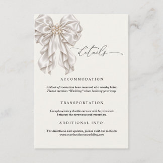 D'accompagnement Carte de détails de mariage élégante avec un nœud