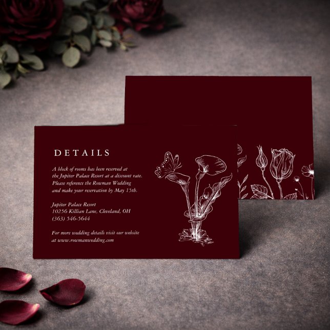 D'accompagnement Carte de détails de mariage élégante florale borde (Créateur téléchargé)