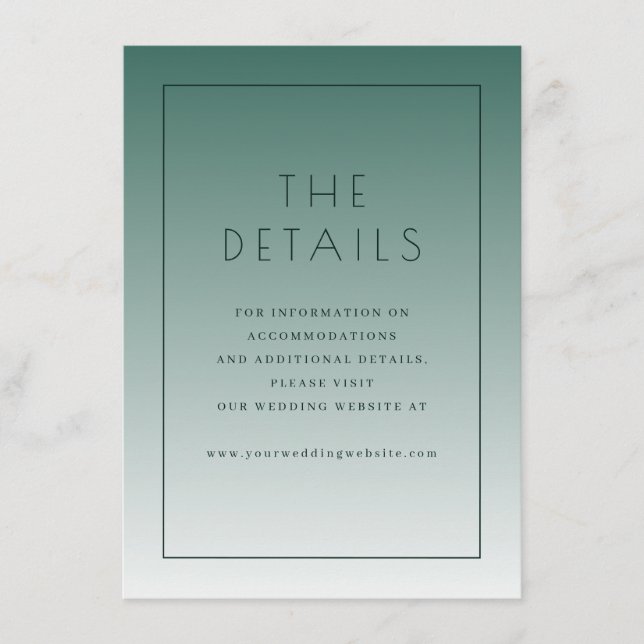 D'accompagnement Carte de détails de mariage élégante sarcelle (Devant)