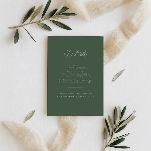 D'accompagnement Carte de détails de mariage élégante vert forêt (Créateur téléchargé)