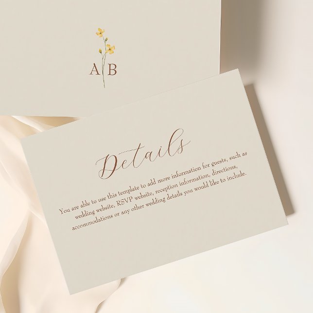 D'accompagnement Carte de détails de mariage en crème neutre (Créateur téléchargé)
