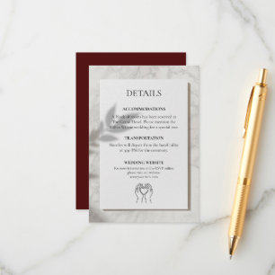 D'accompagnement Carte de détails de mariage en marbre doré moderne