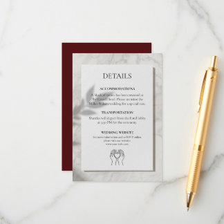 D'accompagnement Carte de détails de mariage en marbre doré moderne