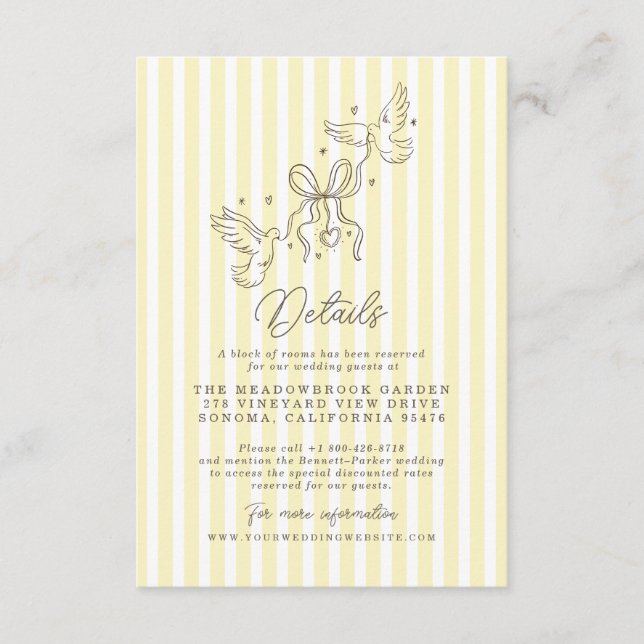 D'accompagnement Carte de détails de mariage fantaisiste à rayures  (Devant)