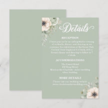 Carte de détails de mariage Fleur d'anémone Vert S