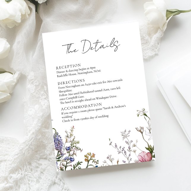 D'accompagnement Carte de détails de mariage floral avec des fleurs (Créateur téléchargé)