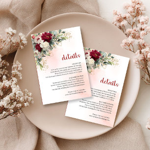 D'accompagnement Carte de détails de mariage floral doré de Bourgog