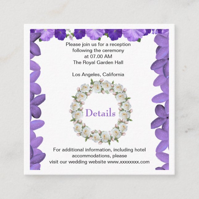 D'accompagnement Carte de détails de mariage floral Elegant Arch |  (Devant)