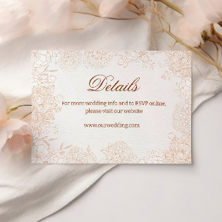 D'accompagnement Carte de détails de mariage floral neutre Élégante