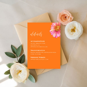 D'accompagnement Carte de détails de mariage floral orange coloré