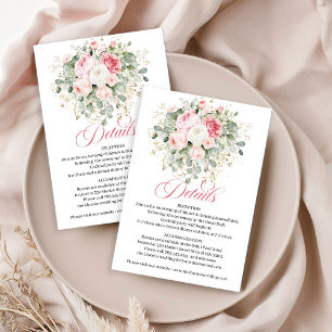 D'accompagnement Carte de détails de mariage floral rose Boho Chic
