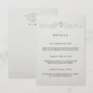 D'accompagnement Carte de détails de mariage florale en relief faux
