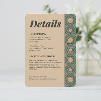 D'accompagnement Carte de détails de mariage géométrique vert sauge