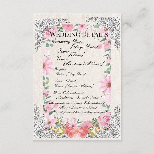 D'accompagnement Carte de détails de mariage indien simple | Élégan (Devant)