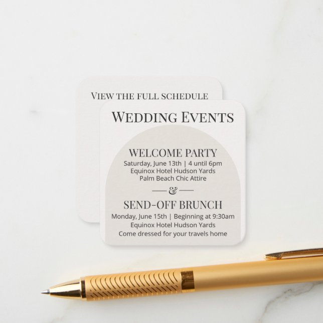 D'accompagnement Carte de détails de mariage juif moderne Arch (Devant/Arrière en situation)