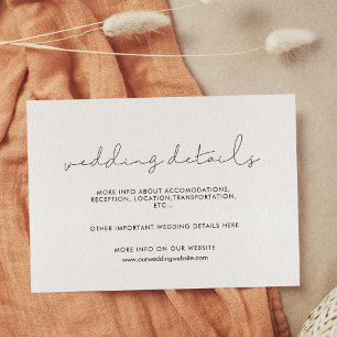 D'accompagnement Carte de détails de mariage minimaliste écrite à l