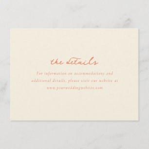 D'accompagnement Carte de détails de mariage minimaliste pêche chau