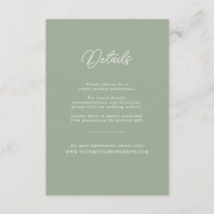 D'accompagnement Carte de détails de mariage minimaliste vert sauge