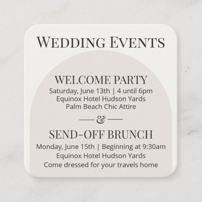 D'accompagnement Carte de détails de mariage Modern Arch (Devant)