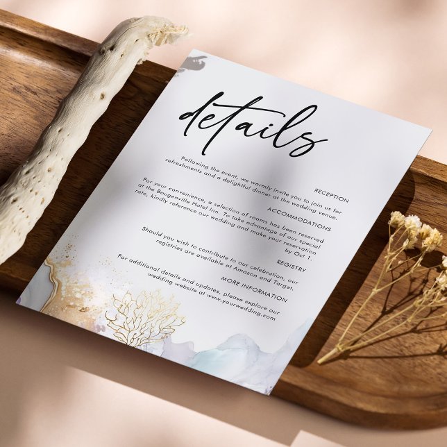 D'accompagnement Carte de détails de mariage moderne élégant avec é (Zazzle Elegant Modern Wedding Details Card with Script)