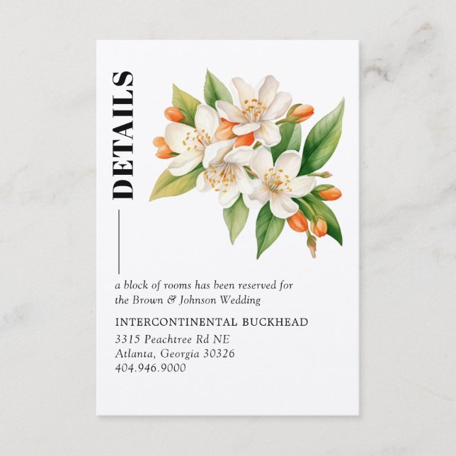 D'accompagnement Carte de détails de mariage Orange Blossom (Devant)