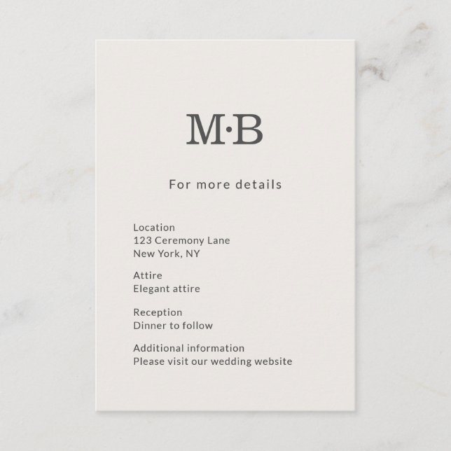 D'accompagnement Carte de détails de mariage pour une fugue moderne (Devant)