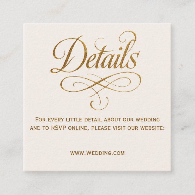 D'accompagnement Carte de détails de mariage QR Gold & Ivory (Devant)