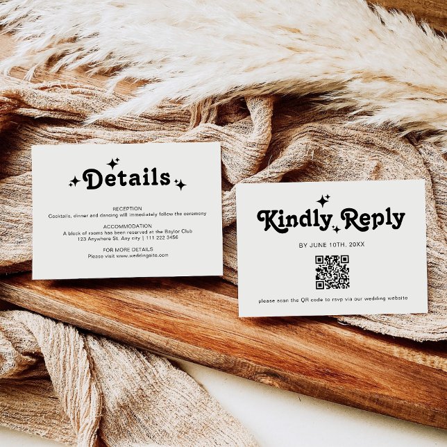D'accompagnement Carte de détails de mariage rétro chic (Créateur téléchargé)