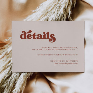 D'accompagnement Carte de détails de mariage rose pêche rétro éléga