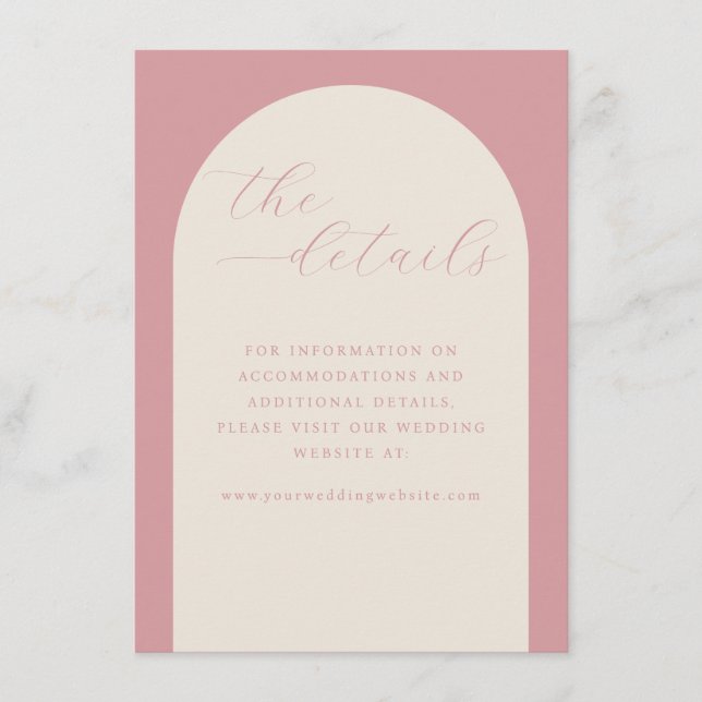 D'accompagnement Carte de détails de mariage rose romantique (Devant)