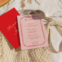 Carte de détails de mariage Rouge + Rose