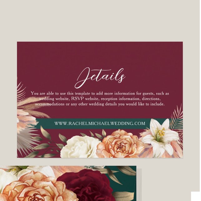 D'accompagnement Carte de détails de mariage rustique en Bourgogne (Créateur téléchargé)