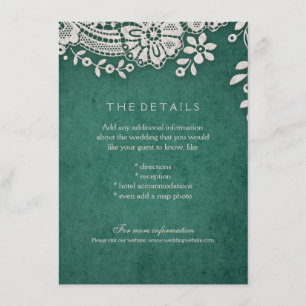 D'accompagnement Carte de détails de mariage rustique en dentelle v