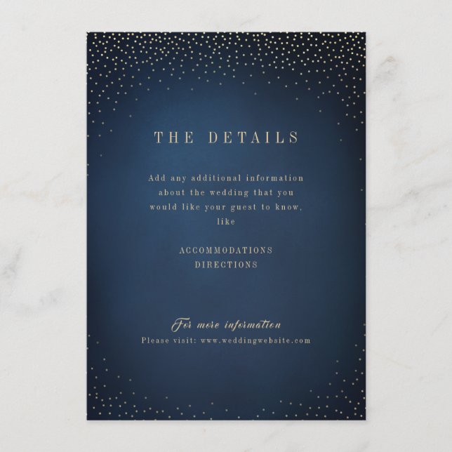 D'accompagnement Carte de détails de mariage simple avec paillettes (Devant)