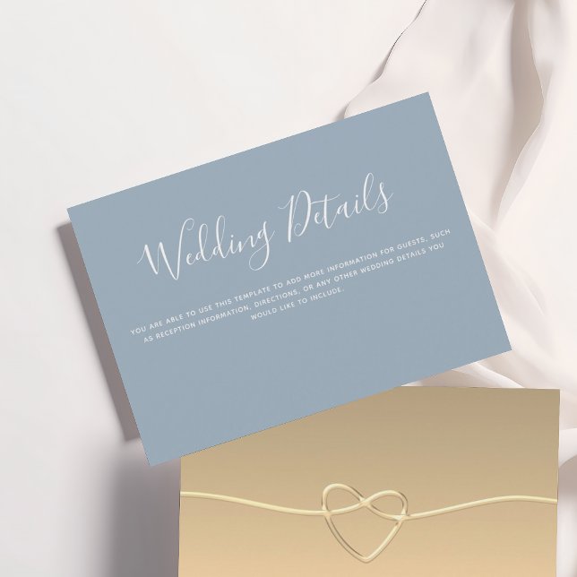 D'accompagnement Carte de détails de mariage simple en bleu poussié (Créateur téléchargé)