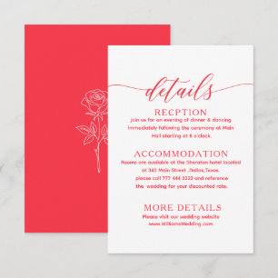D'accompagnement carte de détails de mariage simple rouge jus