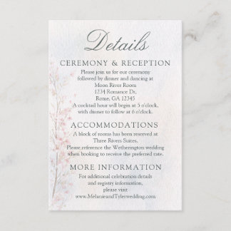 D'accompagnement Carte de détails de mariage sous les cerisiers en 