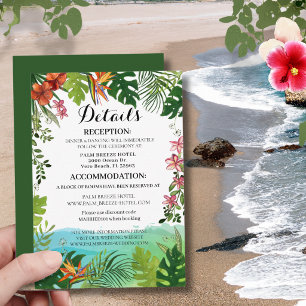 D'accompagnement Carte de détails de mariage tropical à l'aquarelle