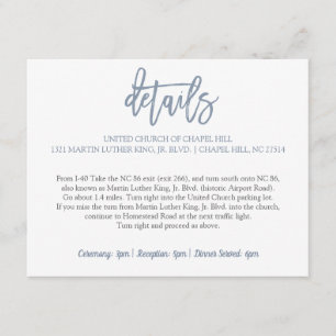D'accompagnement Carte de détails de mariage Type de brosse (Bleu