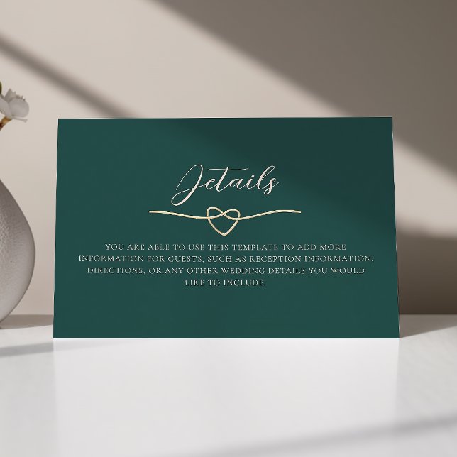 D'accompagnement Carte de détails de mariage vert émeraude (Créateur téléchargé)