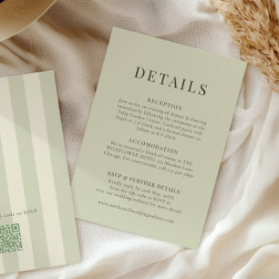 D'accompagnement Carte de détails de mariage vert olive