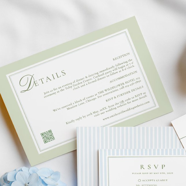 D'accompagnement Carte de détails de mariage vert olive clair (Créateur téléchargé)