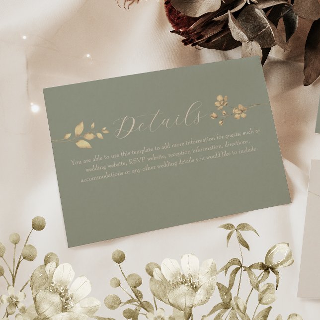 D'accompagnement Carte de détails de mariage vert sauge (Créateur téléchargé)