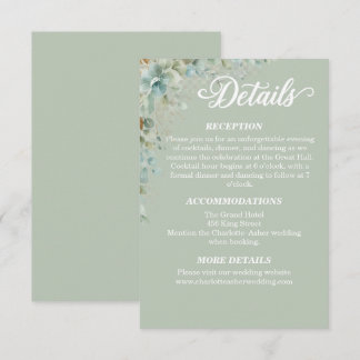 D'accompagnement Carte de détails de mariage vert sauge eucalyptus