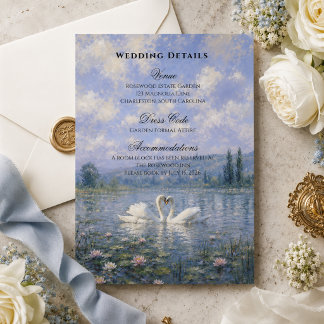D'accompagnement Carte de détails de mariage vintage Swan Lake | Ro
