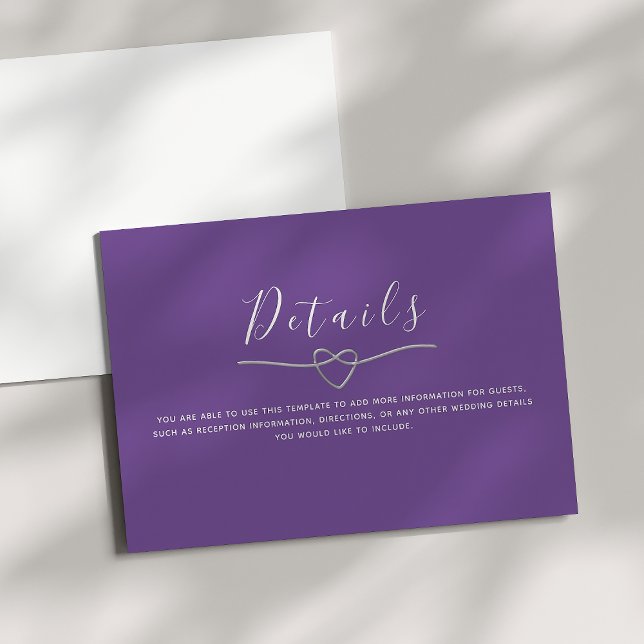 D'accompagnement Carte de détails de mariage violet moderne (Créateur téléchargé)