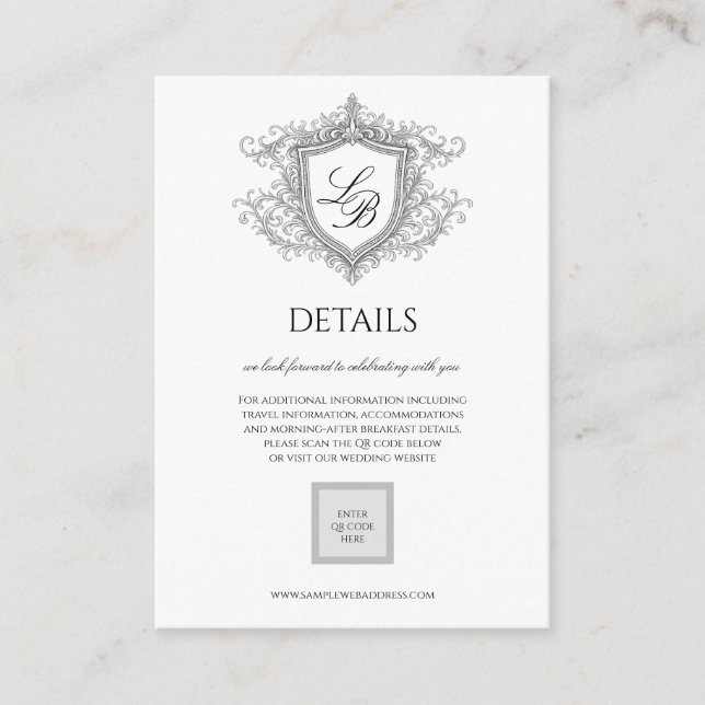 D'accompagnement Carte de détails de monogramme de crête à flourish (Devant)