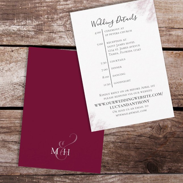 D'accompagnement Carte de détails de planning de mariage minimal bo (Créateur téléchargé)