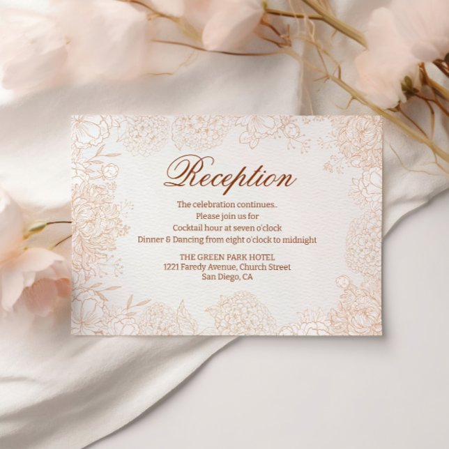 D'accompagnement Carte de détails de réception beige chic florale é (Créateur téléchargé)